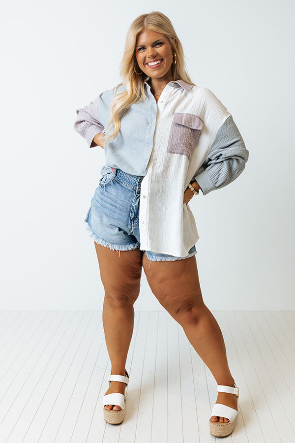 Canyon Bay Colorblock Shift Top In Airy Blue Curves Image - 1