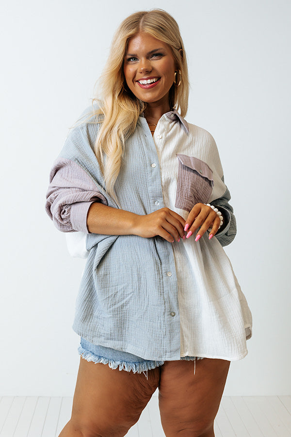 Canyon Bay Colorblock Shift Top In Airy Blue Curves Image - 1