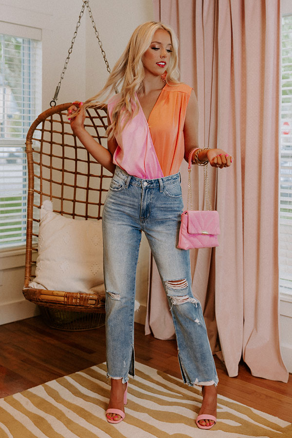 Hamptons Luxury Colorblock Bodysuit In Peach