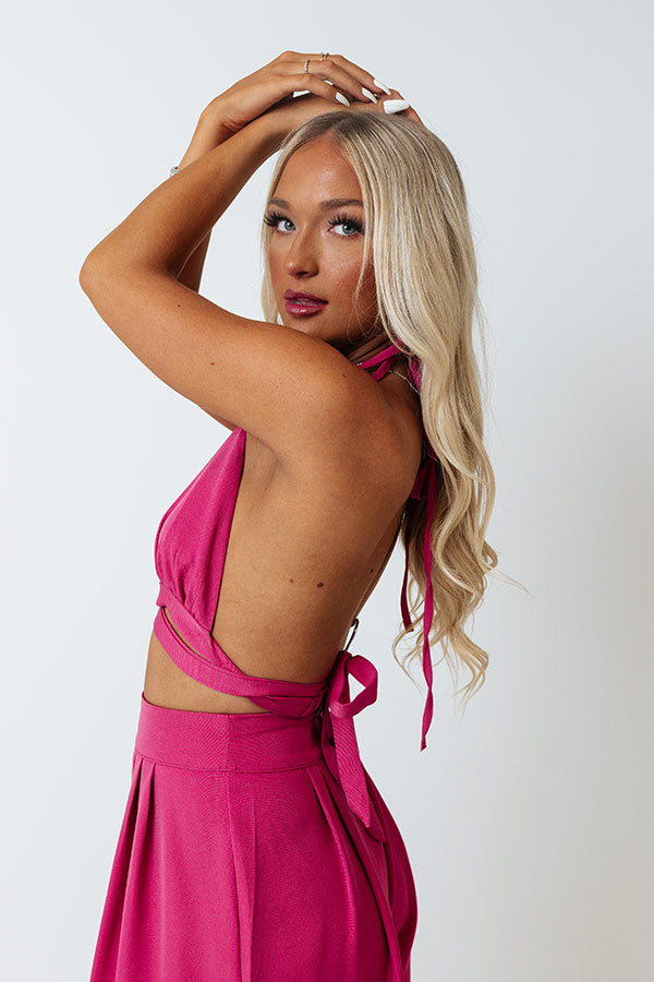 Forever Yours Wrap Crop Top In Fuchsia