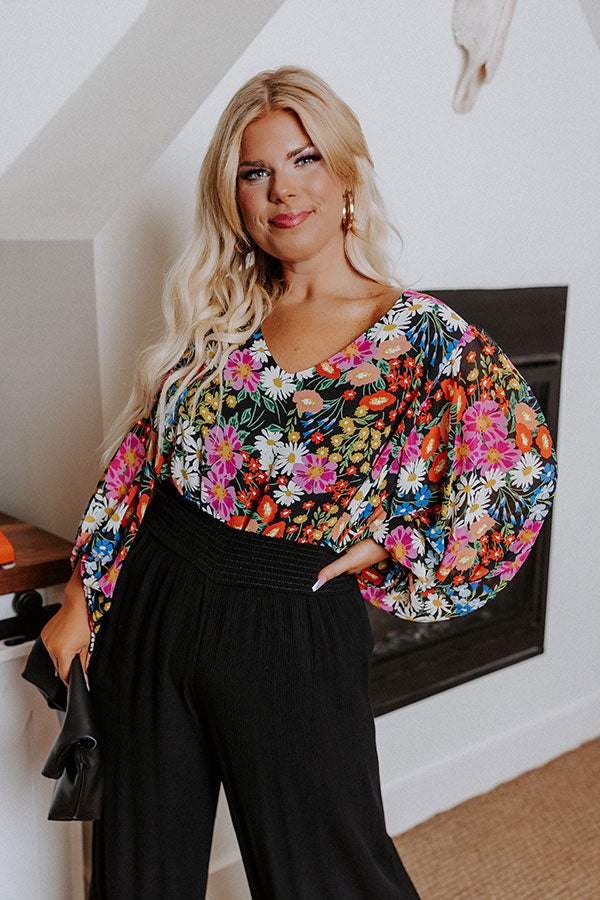Cute Casa Floral Top In Tangerine Curves