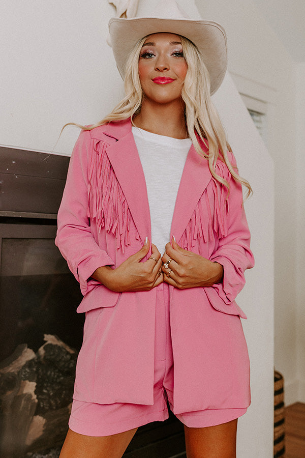 The Queenie Fringe Blazer in Pink