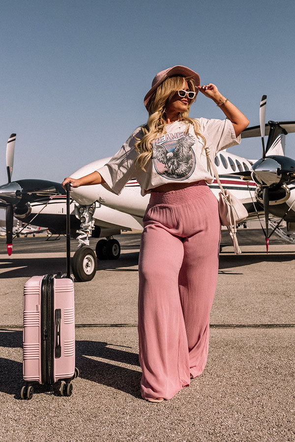 Tree Lined Drive High Waist Trousers In Blush Curves