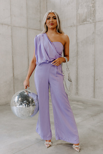 House In The Hills One Shoulder Jumpsuit In Lavender