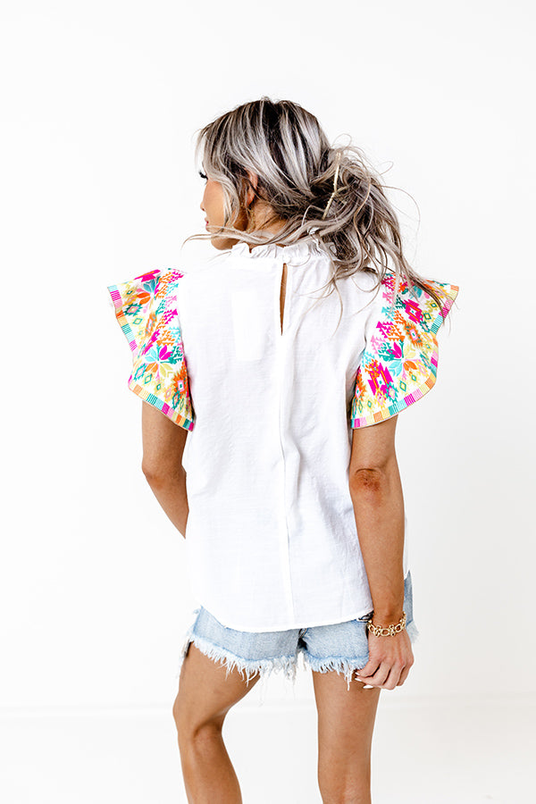 Near To Paradise Embroidered Shift Top In White