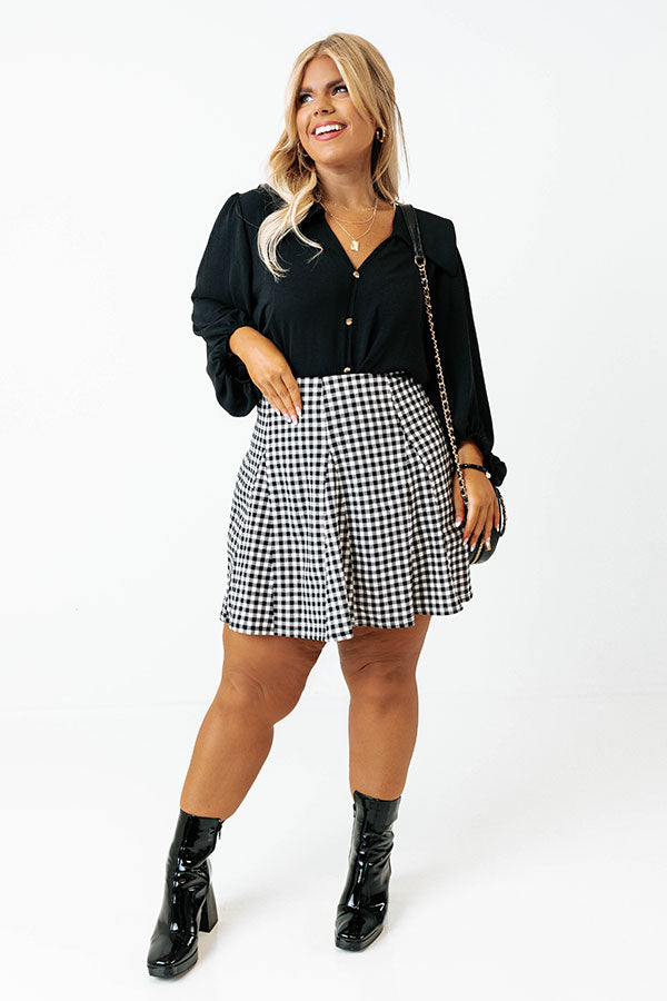 Name Of The Game Plaid Skirt In Black Curves