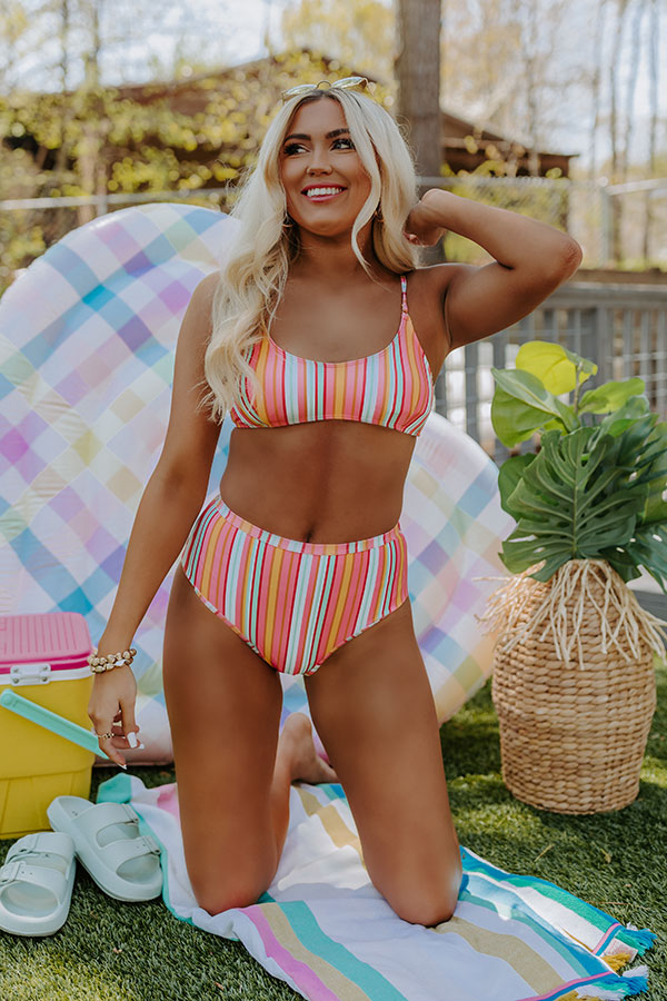 Pina Colada Please Stripe Bikini Top