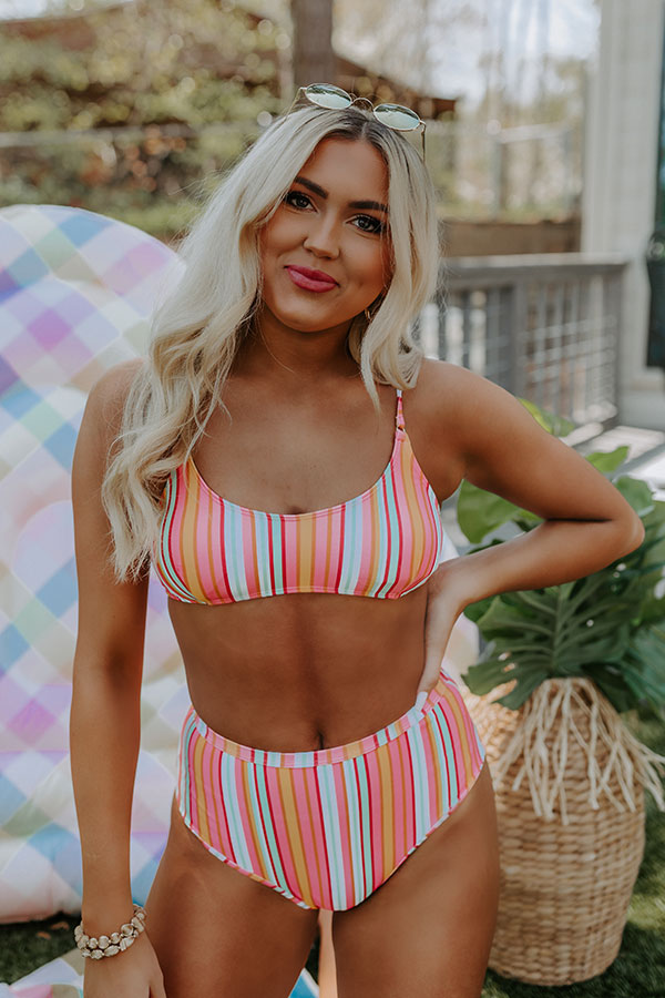 Pina Colada Please Stripe Bikini Top