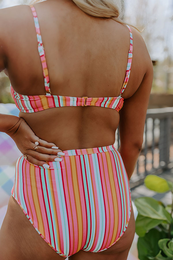 Pina Colada Please Stripe Bikini Top