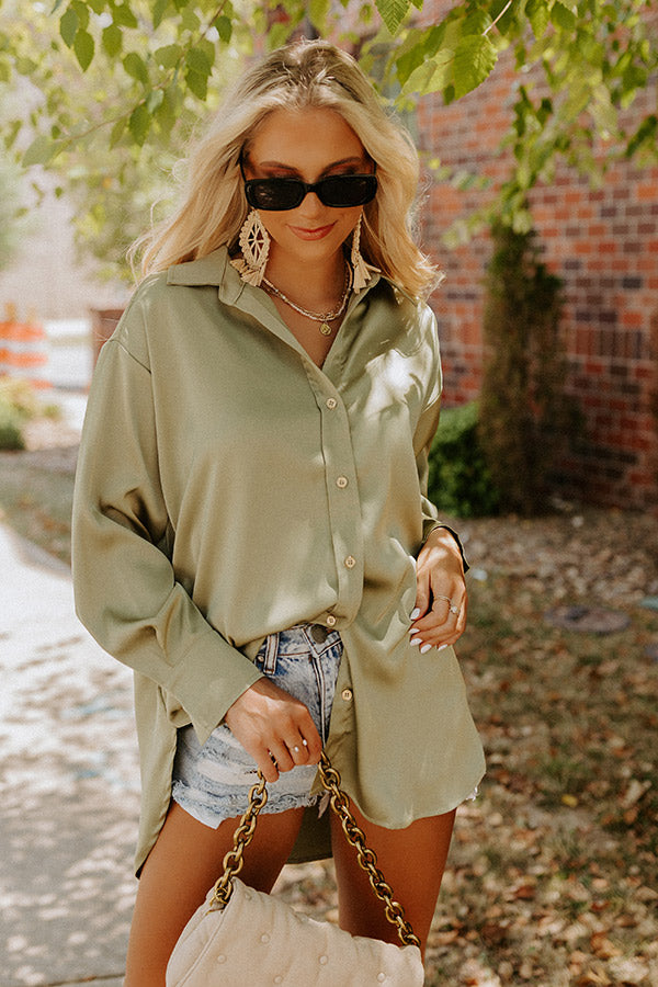Simply Charmed Button Up Top In Sage