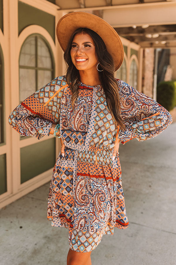 Coasting Through Amalfi Paisley Dress In Blue Coasting Through Amalfi Paisley Dress In Blue