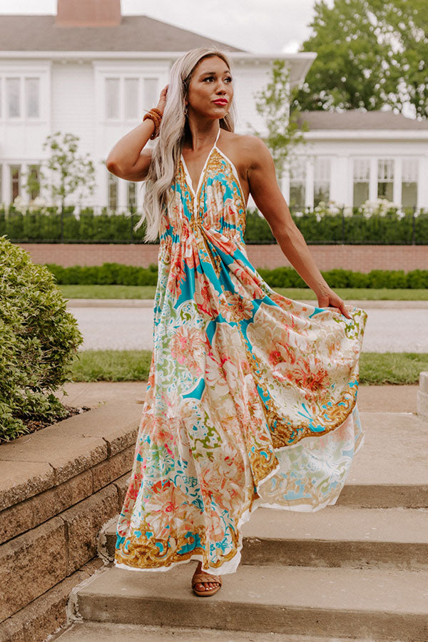 turquoise satin midi dress Knot Your Average