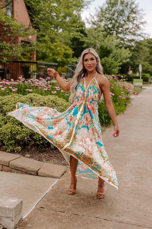 Really Dreamy Satin Midi In Turquoise Really Dreamy Satin Midi In Turquoise