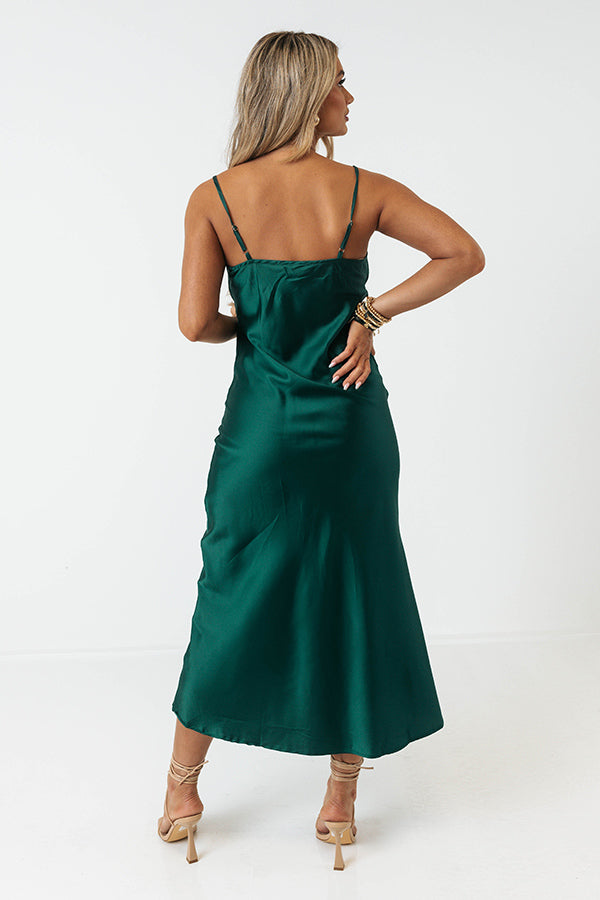 Classy And Confident Satin Midi In Hunter Green Impressions Online Boutique Classy And Confident Satin Midi In Hunter Green Impressions Online Boutique
