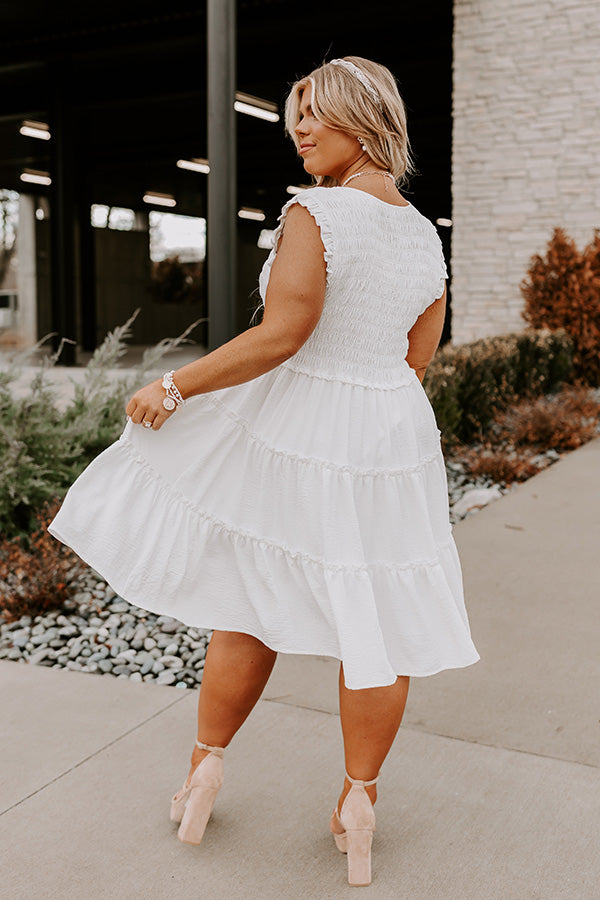 Celebrate Together Smocked Dress In White Curves