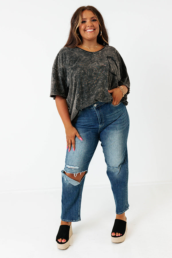 Nashville Nightlife Mineral Wash Shift Tee In Vintage Black Curves Image - 1