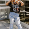 Blame It On My Roots Distressed Boyfriend Tee In Vintage Black Curves Image - 1