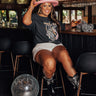 Long Live Rock N Roll Tiger Distressed Boyfriend Tee In Vintage Black Curves Image - 1