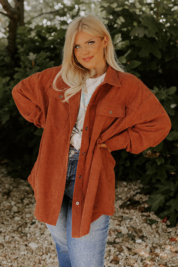 Timing Is Everything Corduroy Button Up In Maple Curves