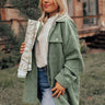 Timing Is Everything Corduroy Button Up In Olive Curves Image - 1