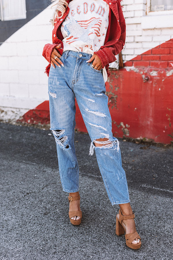 The Jill High Waist Distressed Mom Jean