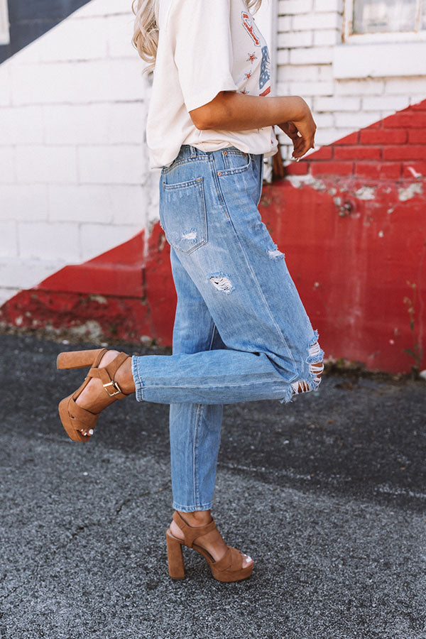 The Jill High Waist Distressed Mom Jean