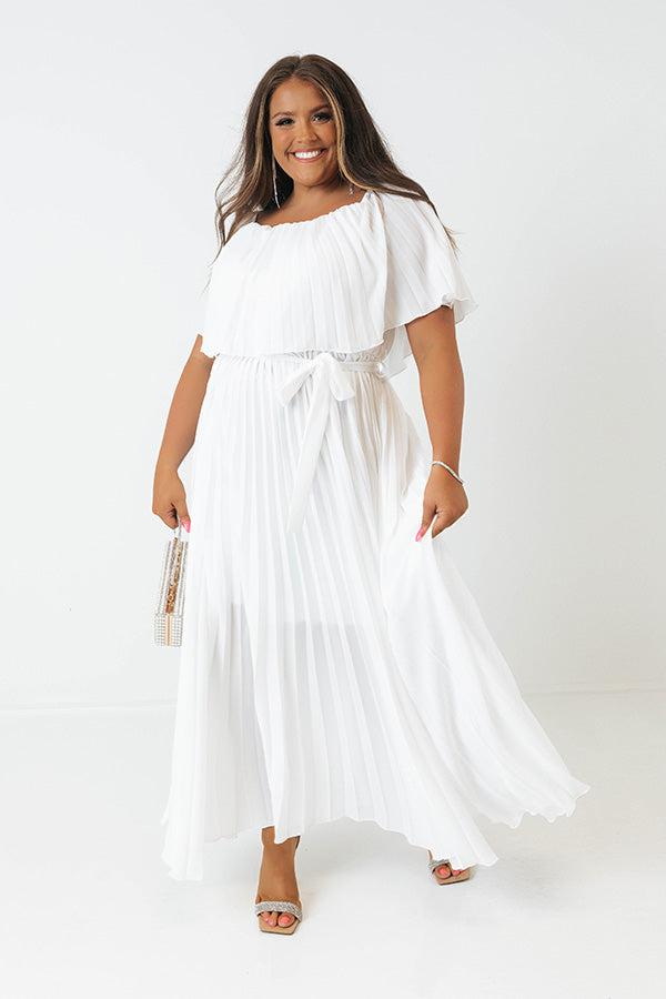 Ticket To Love Pleated Maxi In White Curves