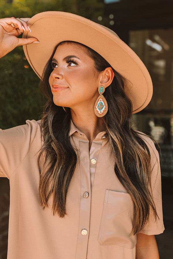 Tuscan Trail Beaded Earrings In Iced Latte