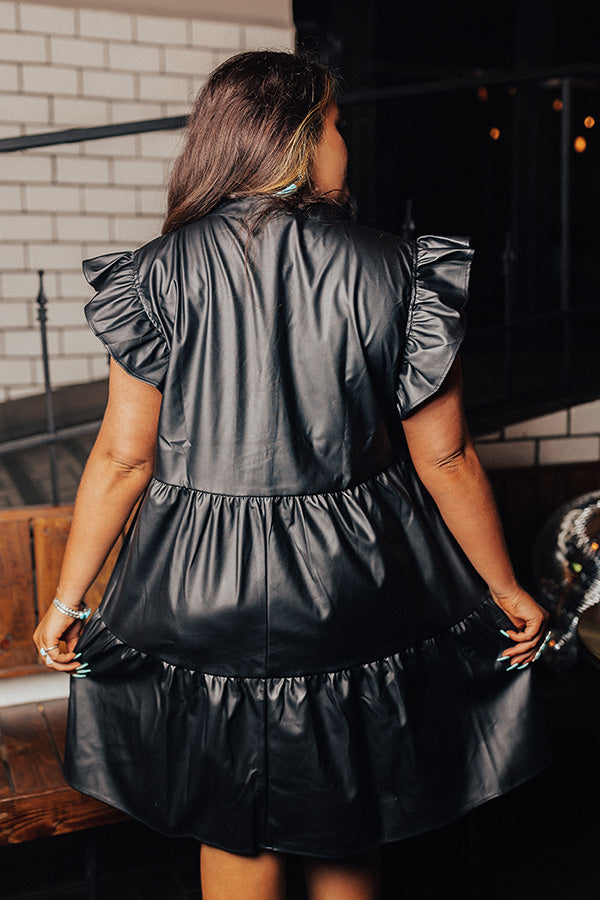 Concert Time Faux Leather Dress in Black Curves Concert Time Faux Leather Dress in Black Curves