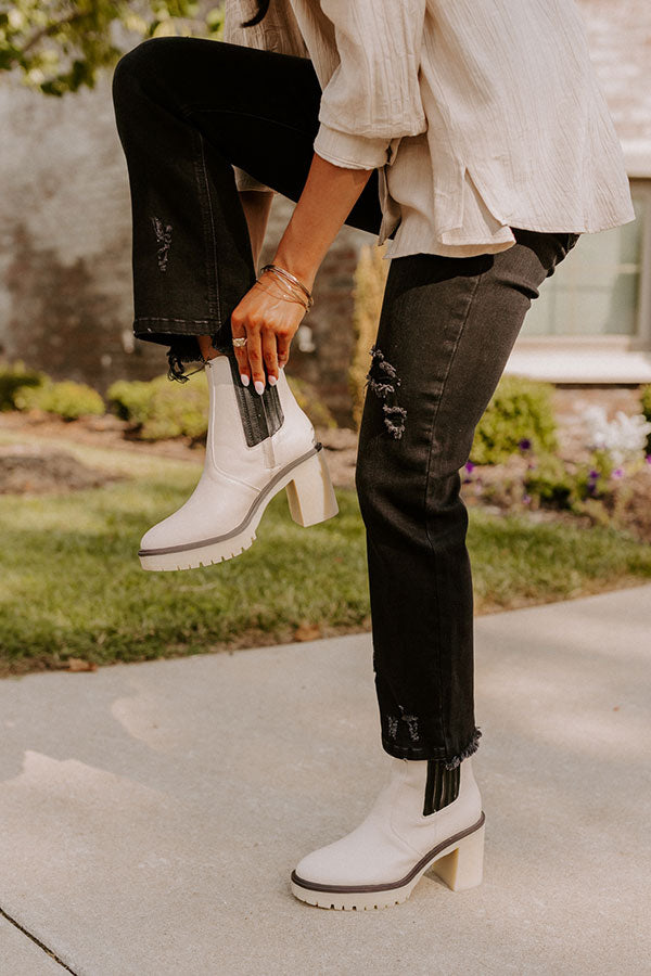 The Lennora Faux Leather Bootie In 2-Tone Black