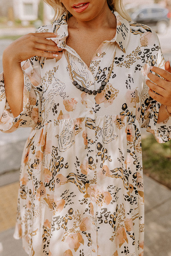 cream tunic dress ZIMMERMANN Alchemy Tunic Dress | Women's Linen V-Neck Mini Dress with Chain Detail | Cream Paisley