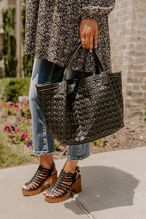 Next One Up Faux Leather Tote In Black
