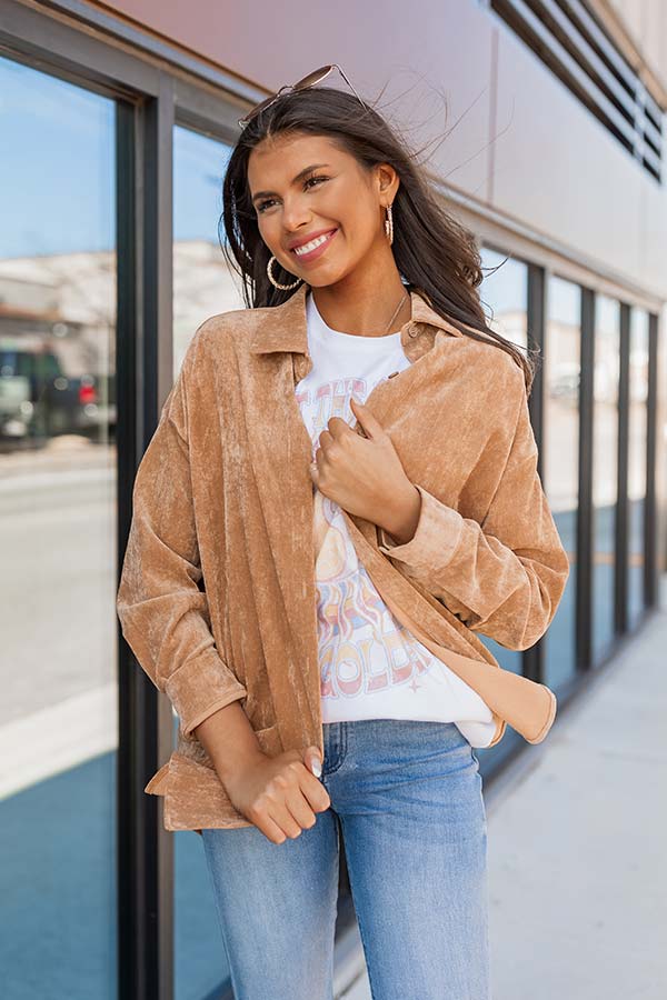 Music For The Soul Corduroy Button Up In Khaki