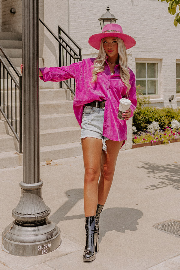 Music For The Soul Corduroy Button Up In Orchid
