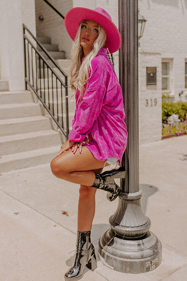 Music For The Soul Corduroy Button Up In Orchid Image - 1