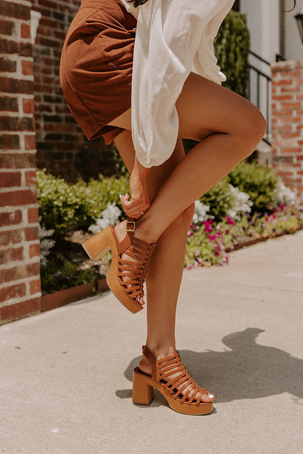 The Brooky Faux Leather Heel In Camel