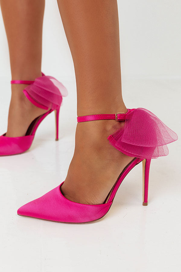 The Porter Satin Heel In Fuchsia