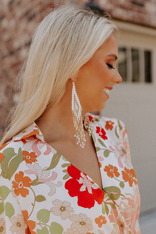 Hearing Music Beaded Earrings In White