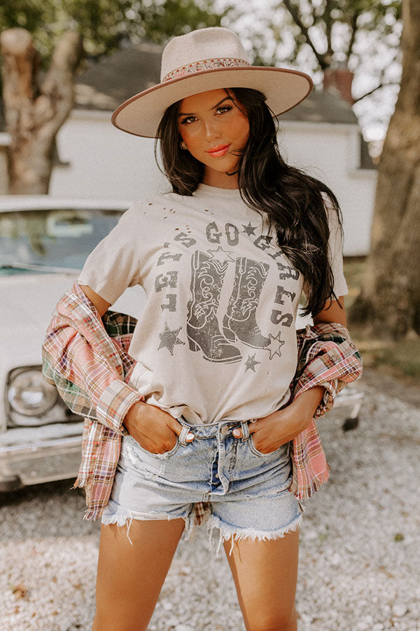 Let's Go Girls Graphic Distressed Tee