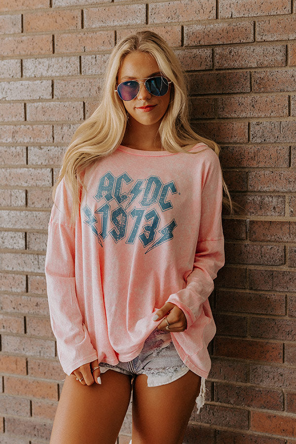 AC/DC 1973 Vintage-Wash Long Sleeve Graphic Tee Image - 4