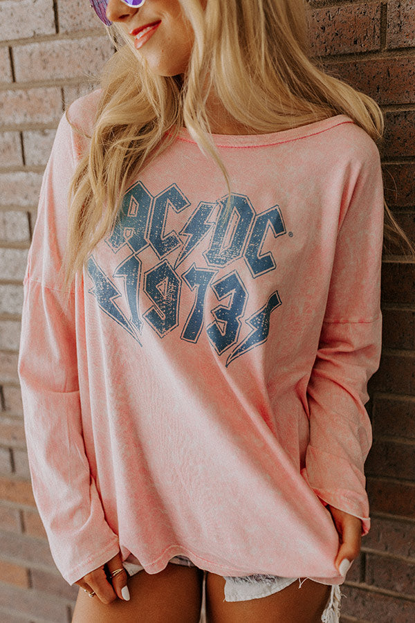 AC/DC 1973 Vintage-Wash Long Sleeve Graphic Tee Image - 1