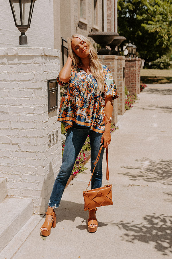 Dial It In Babydoll Top In Navy