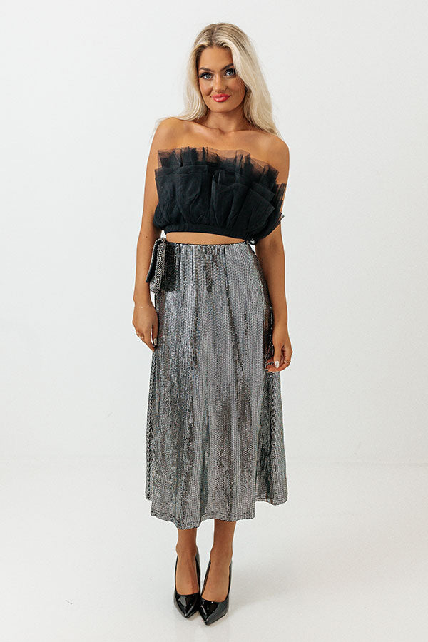 Out Past Midnight Tulle Crop Top In Black