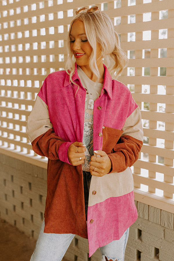 Felt The Chill Corduroy Button Up In Vineyard Grape