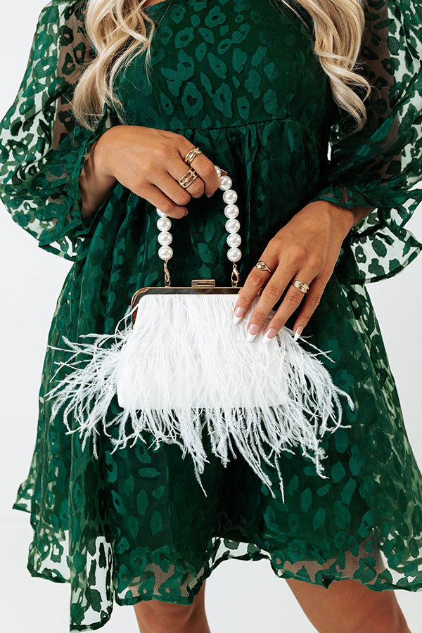 Simply Divine Feather Clutch In White