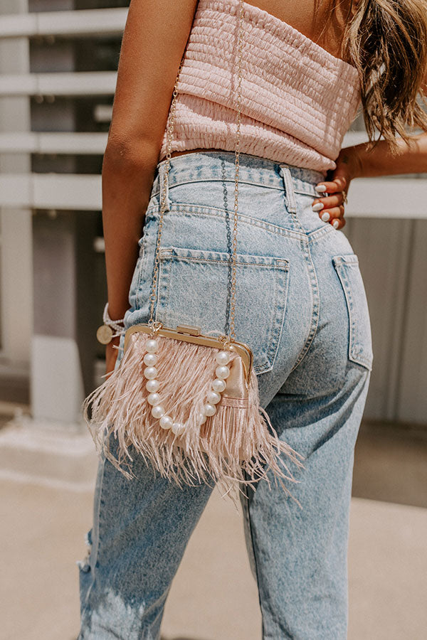 Simply Divine Feather Clutch In Blush