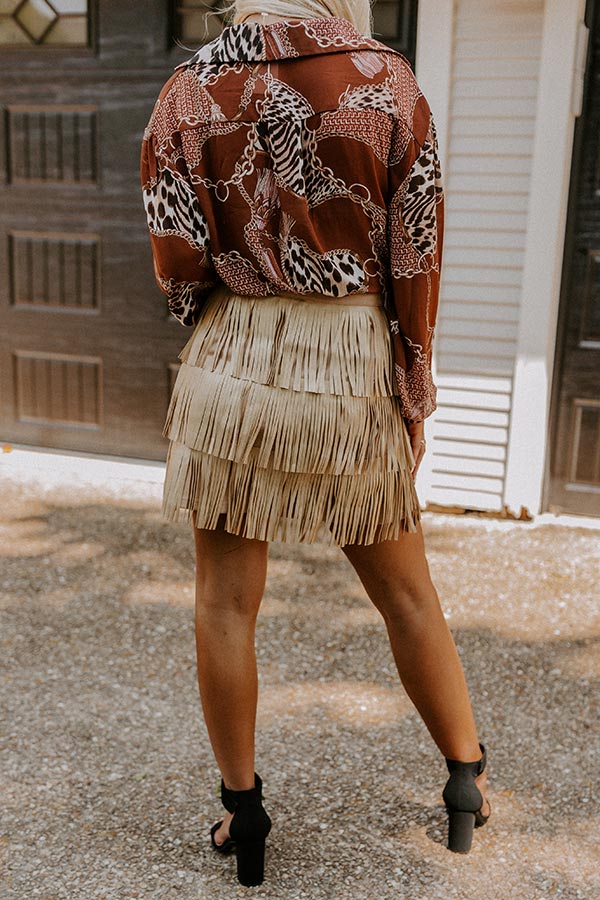 Country Road Faux Leather Skirt In Gold