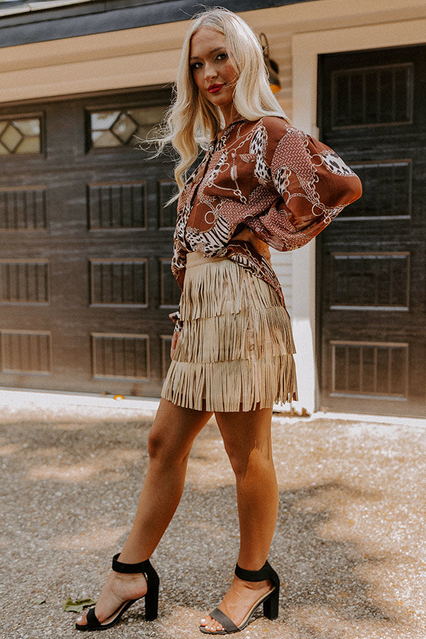 Country Road Faux Leather Skirt In Gold