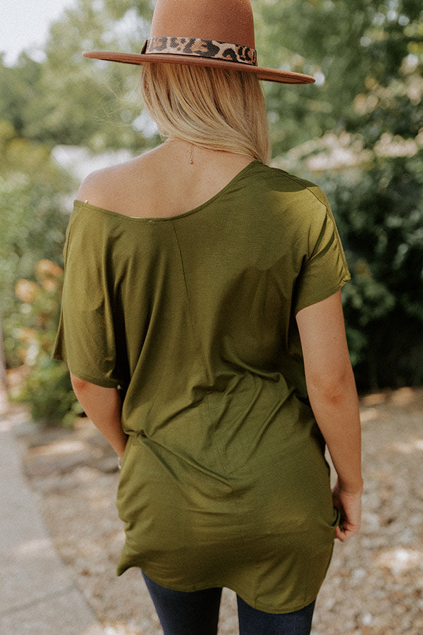 Chill On The Horizon Shift Top In Olive