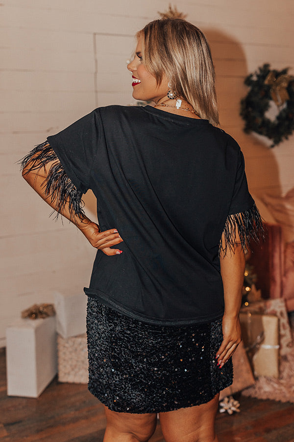 Point The Way Feather Shift Top In Black Curves